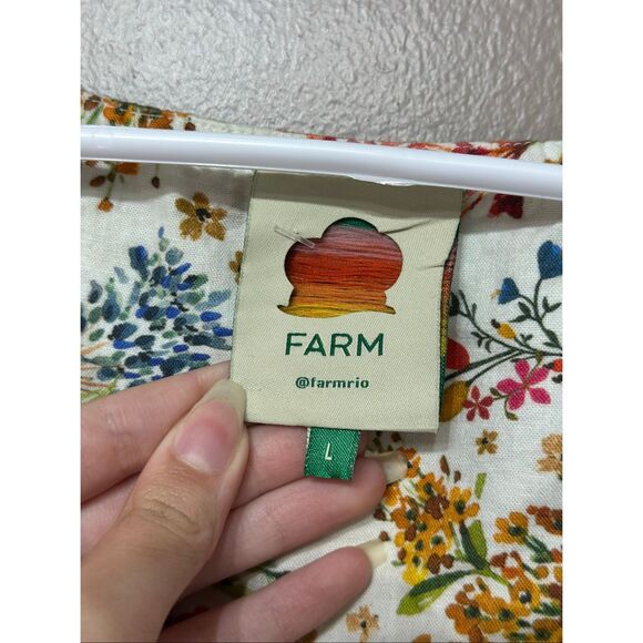 FARM RIO Delicate Forest Scarves Billowy-Sleeve Embroidered Mini Dress Women's L - Picture 7 of 14